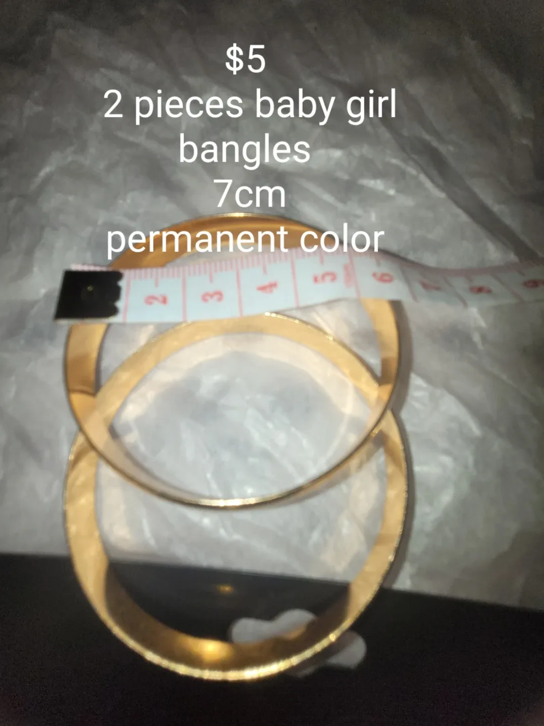 Baby Girl Bangles - 2 Pieces, Gold, 7cm image indicator(2)
