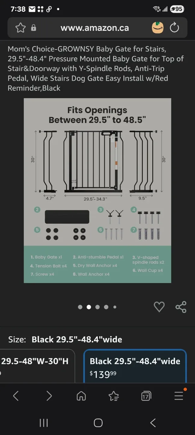 Baby Gate for Stairs, 30.5"-48.4" new image indicator(2)