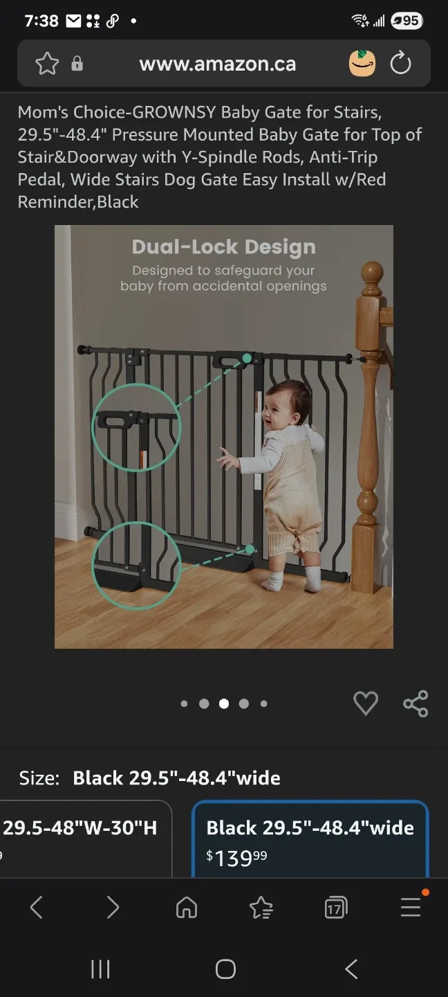 Baby Gate for Stairs, 30.5"-48.4" new image indicator(4)