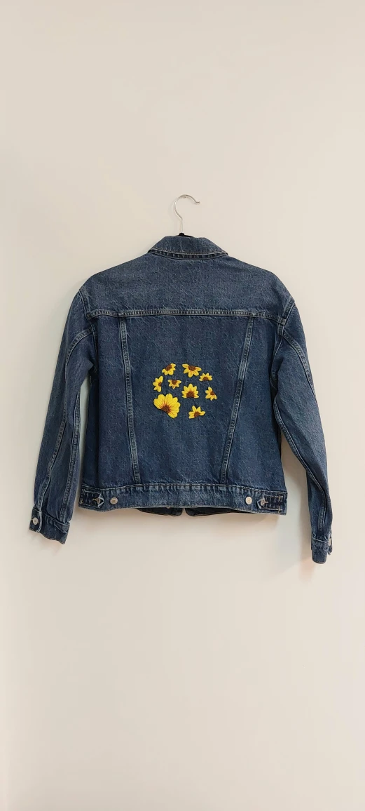 Denim Jacket with Handmade Embroidery  - Size M