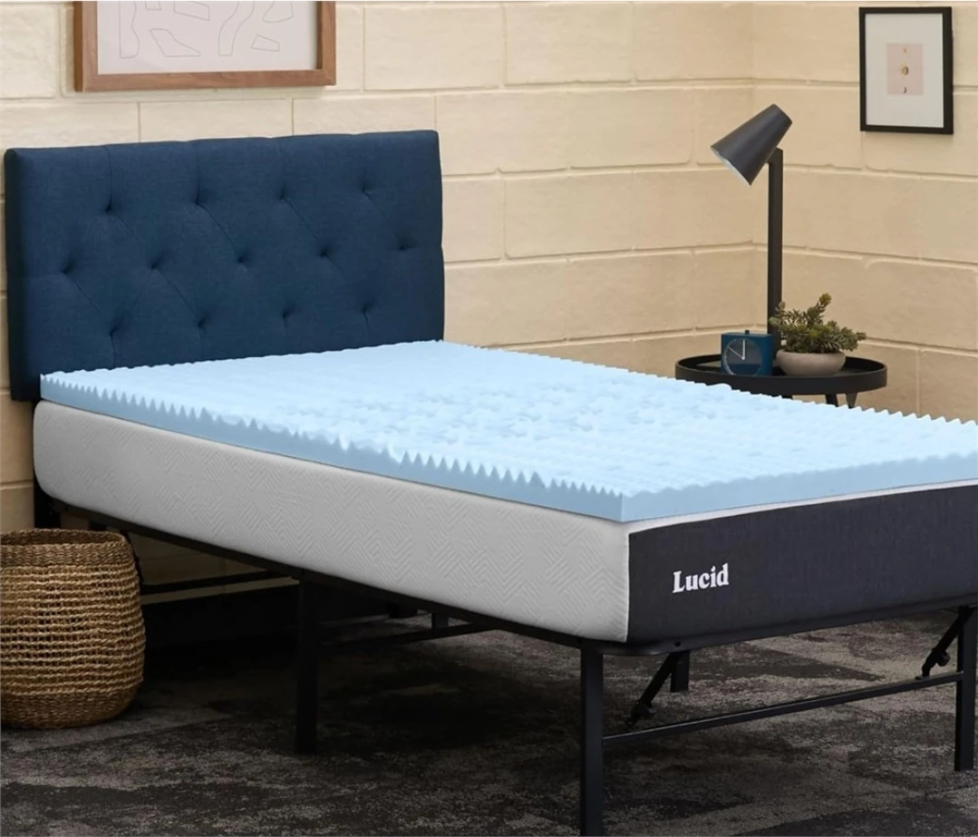 Lucid 2 inch Foam Mattress Topper - Blue
