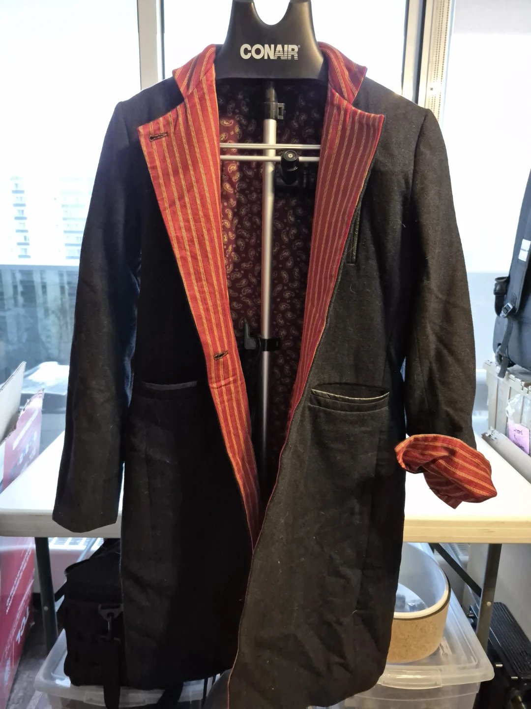 Zarif Black Coat with Red Lining