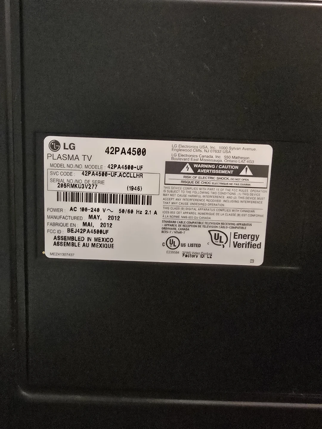 LG 42PA4500 42" Plasma TV - photo 3