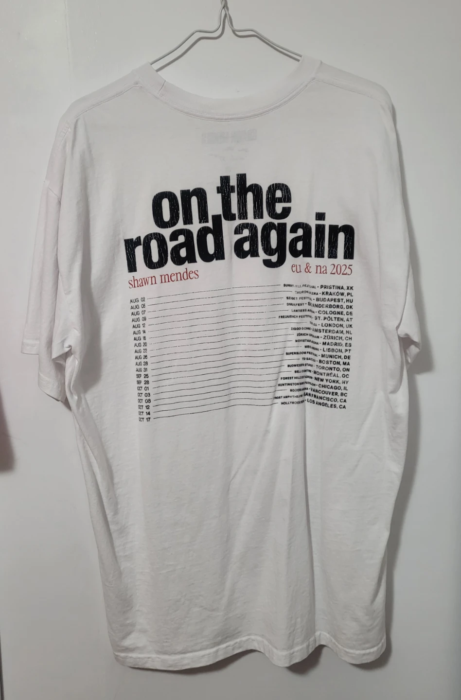 Shawn Mendes On The Road Again 2025 Tour T-Shirt