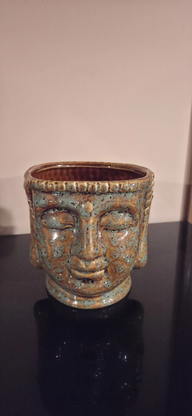 Buddha Head Planter - Brown & Turquoise - photo 3