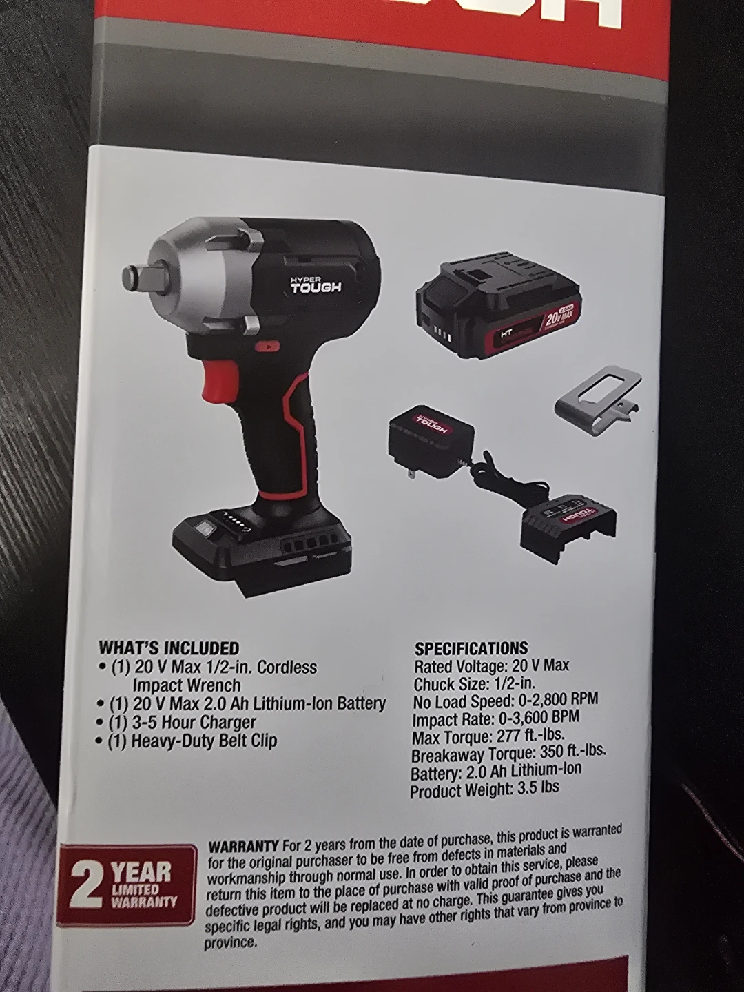Hyper Tough 20V Cordless Impact Wrench - New in Box! - photo 2