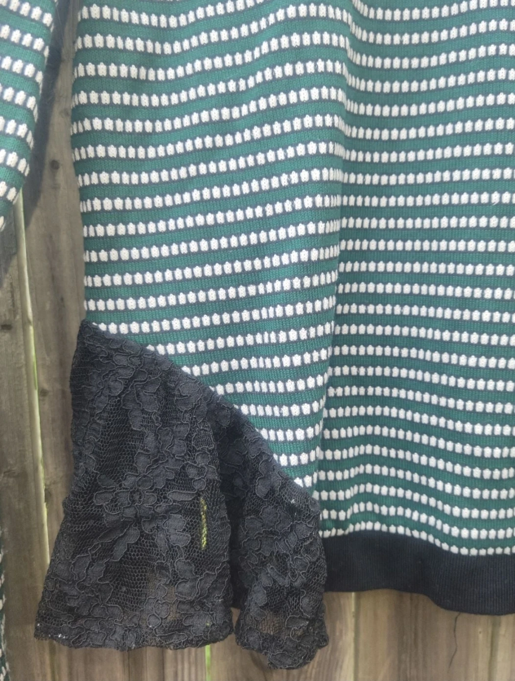 Lace Trim Green & White Striped Top - photo 3