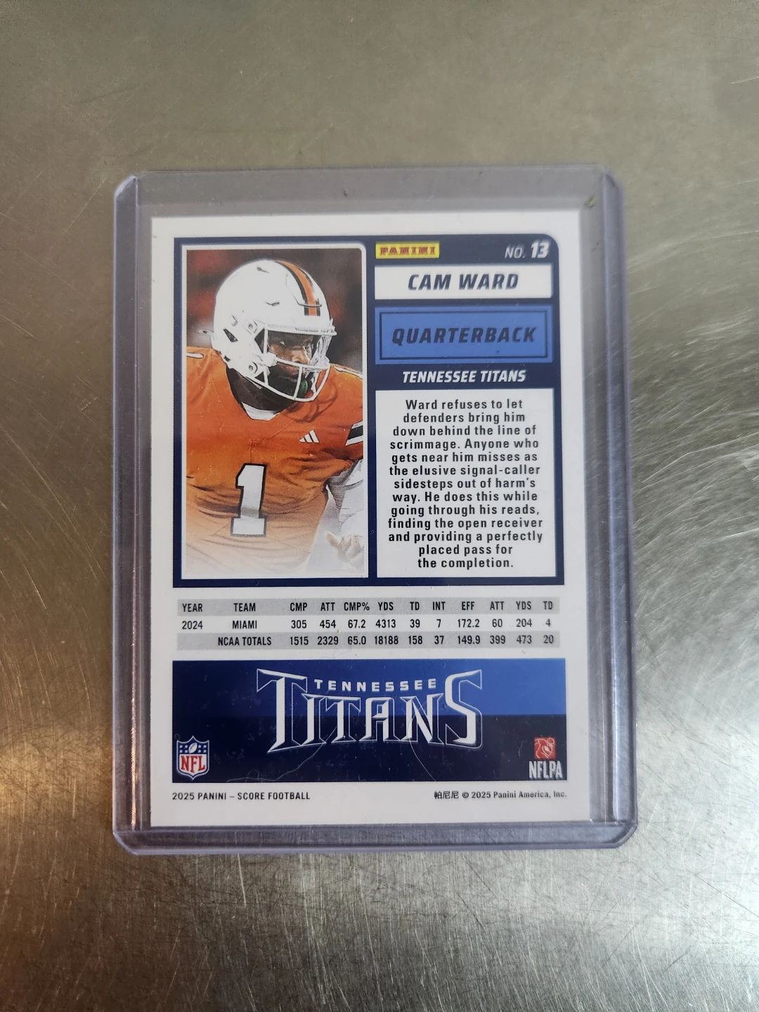 Cam Ward 2025 Rookie Score Football Card - photo 2