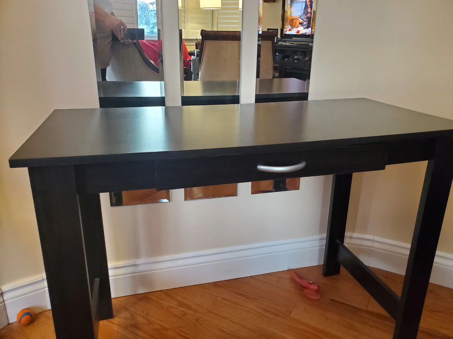 Black Wood Desk with Drawer