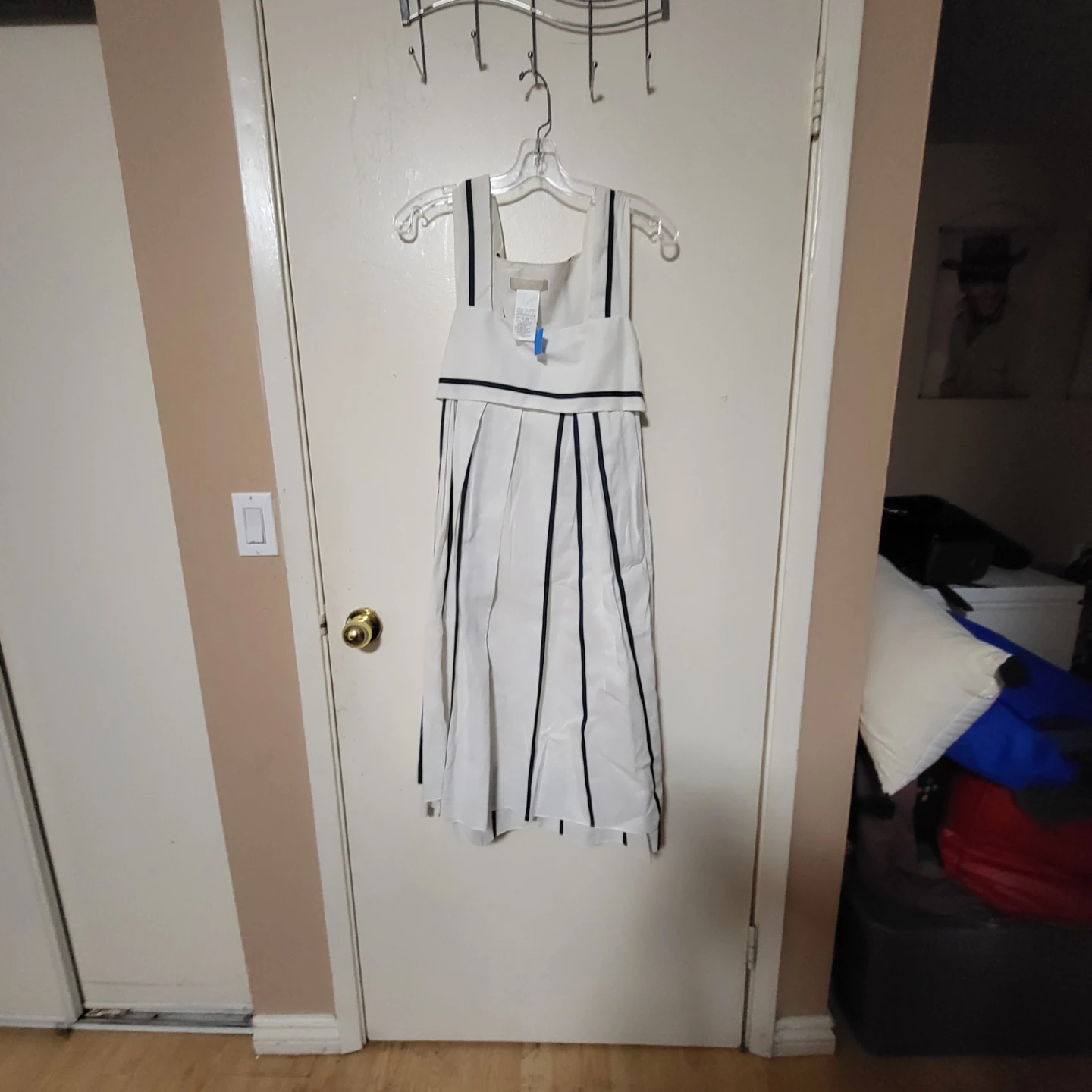 Zara White & Black Striped Dress - Size M