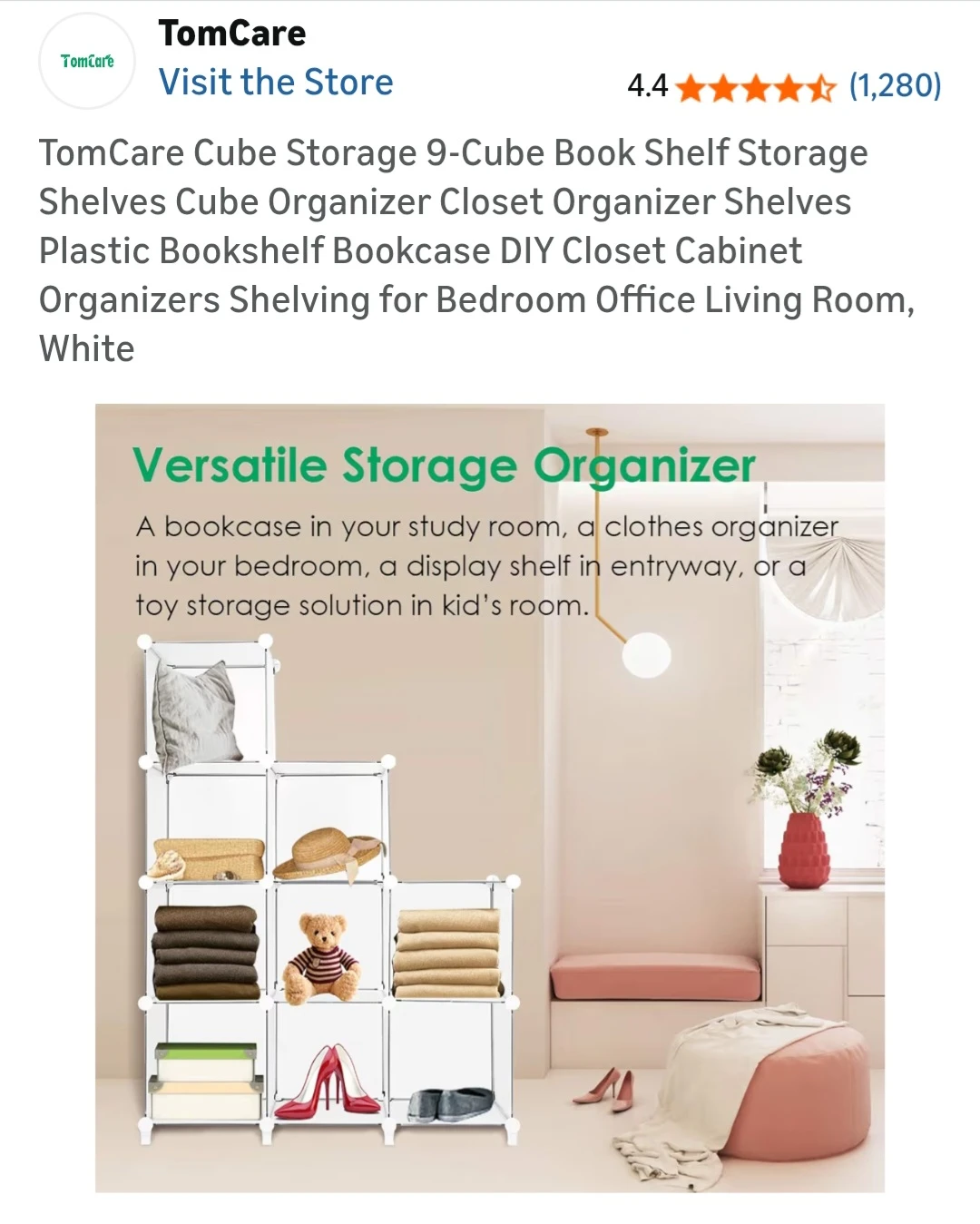 TomCare 9-Cube Book Shelf Storage - White - photo 3