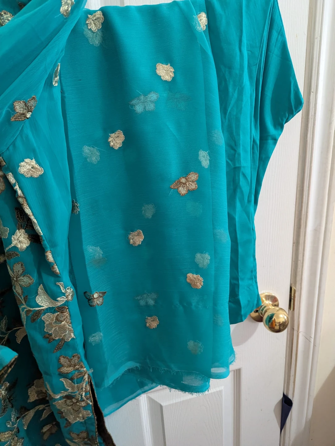 Teal Embroidered Salwar Kameez and dupatta - photo 3