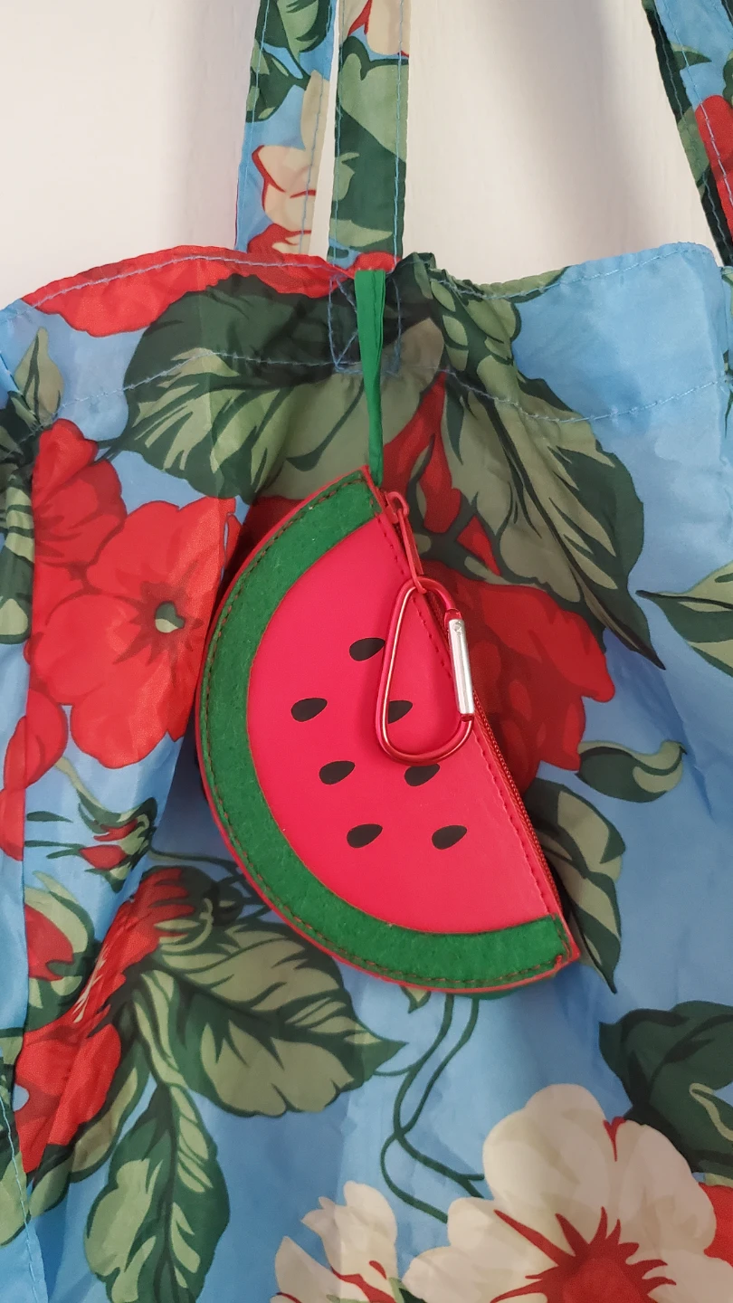 Floral Pattern Tote Bag with Watermelon Coin Purse - photo 2