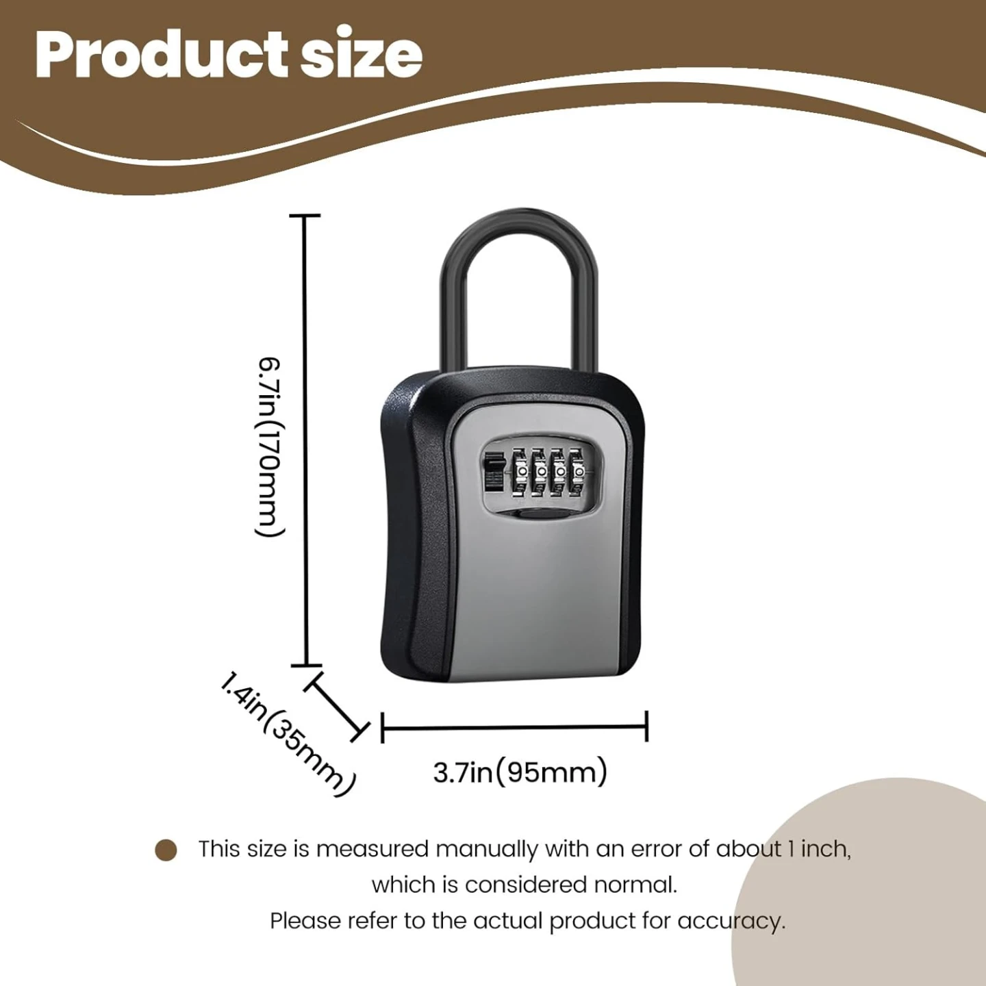 Portable Wall Mount Password Key Box, Resettable Code Safe - photo 2