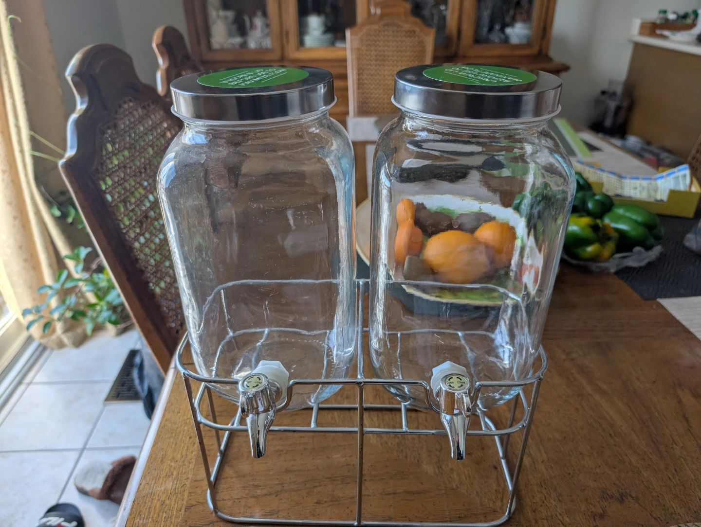 Double Glass Beverage Dispenser Set with Metal Stand - photo 2