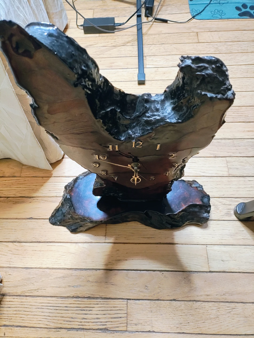 handmade vintage live edge redwood burl wood slab clock.  - photo 3
