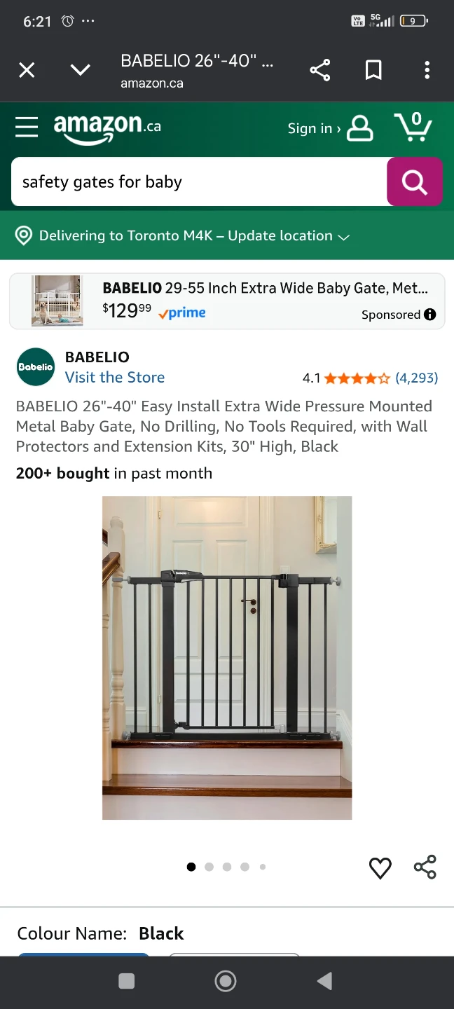 BABELIO 26-40" Extra Wide Baby Gate - Black