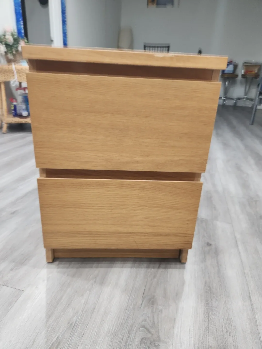 Wooden Bedside Table with Two Drawers
