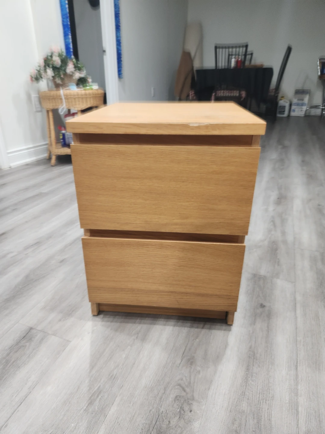 Wooden Bedside Table with Two Drawers - photo 2
