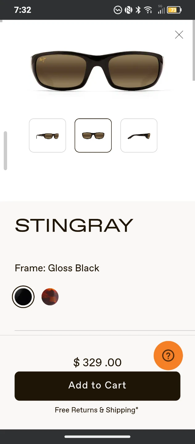 Maui Jim Stingray Sunglasses - Gloss Black