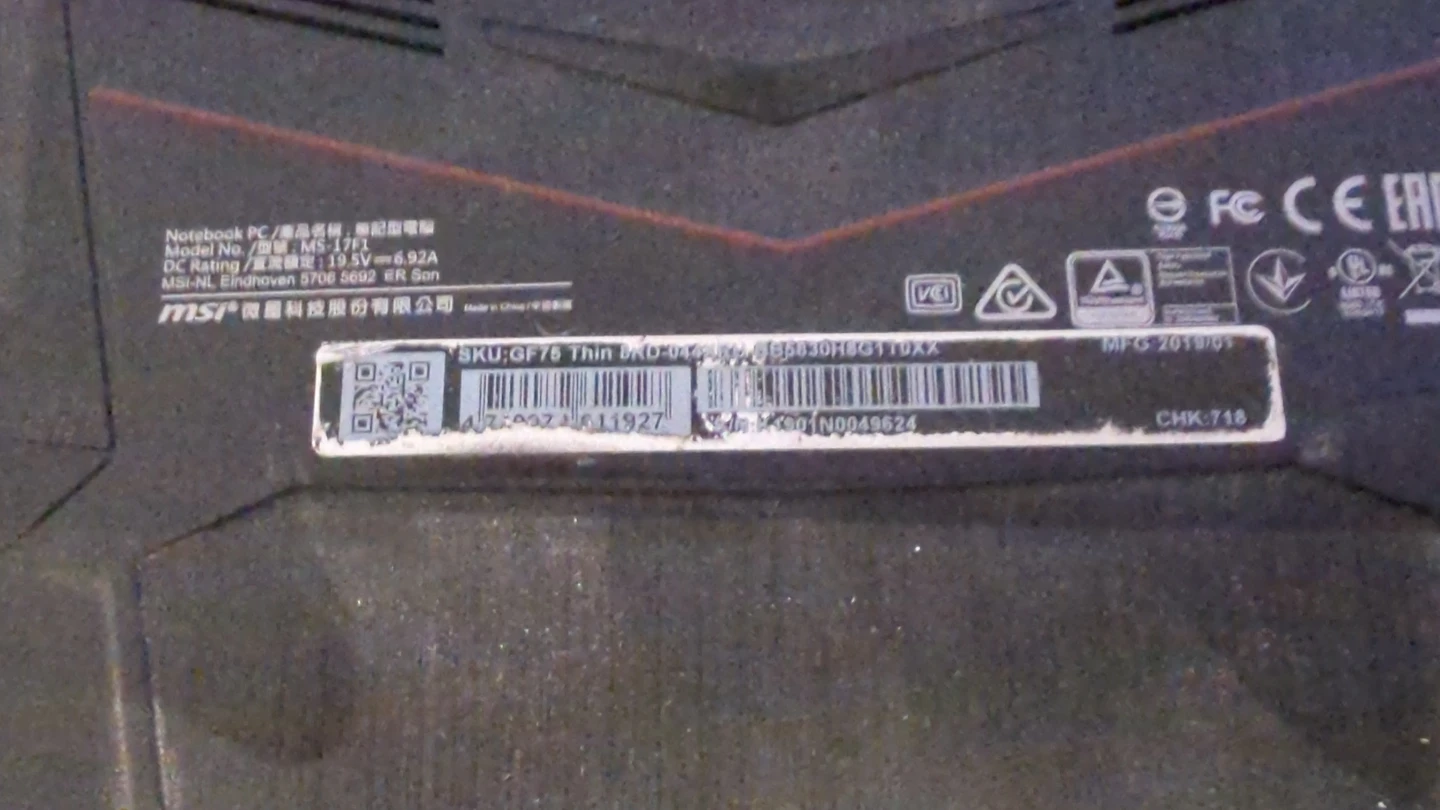 MSI GF75 Gaming Laptop for parts - photo 4