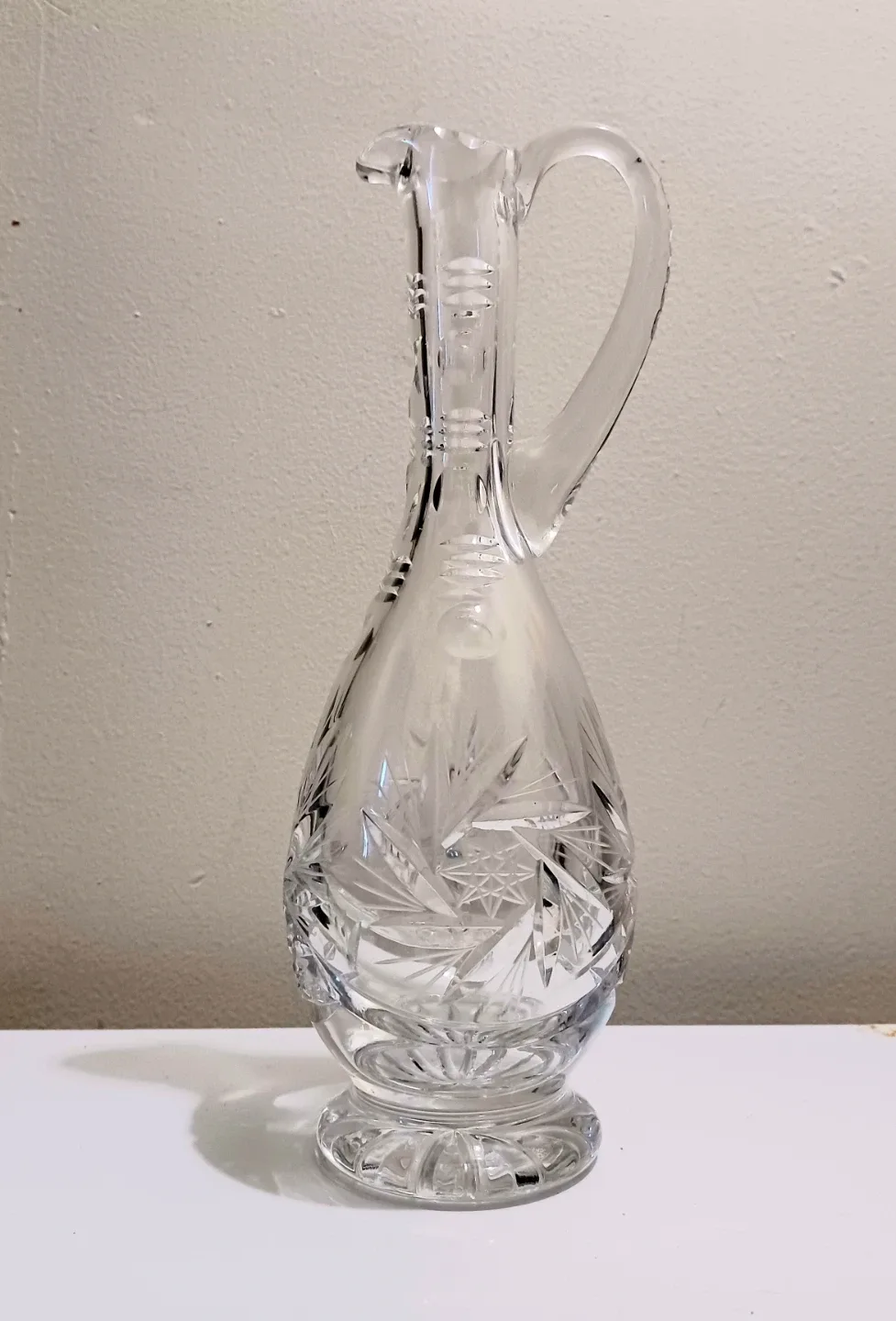 Unique Pinwheel Mid Century Belgian Crystal Pitcher