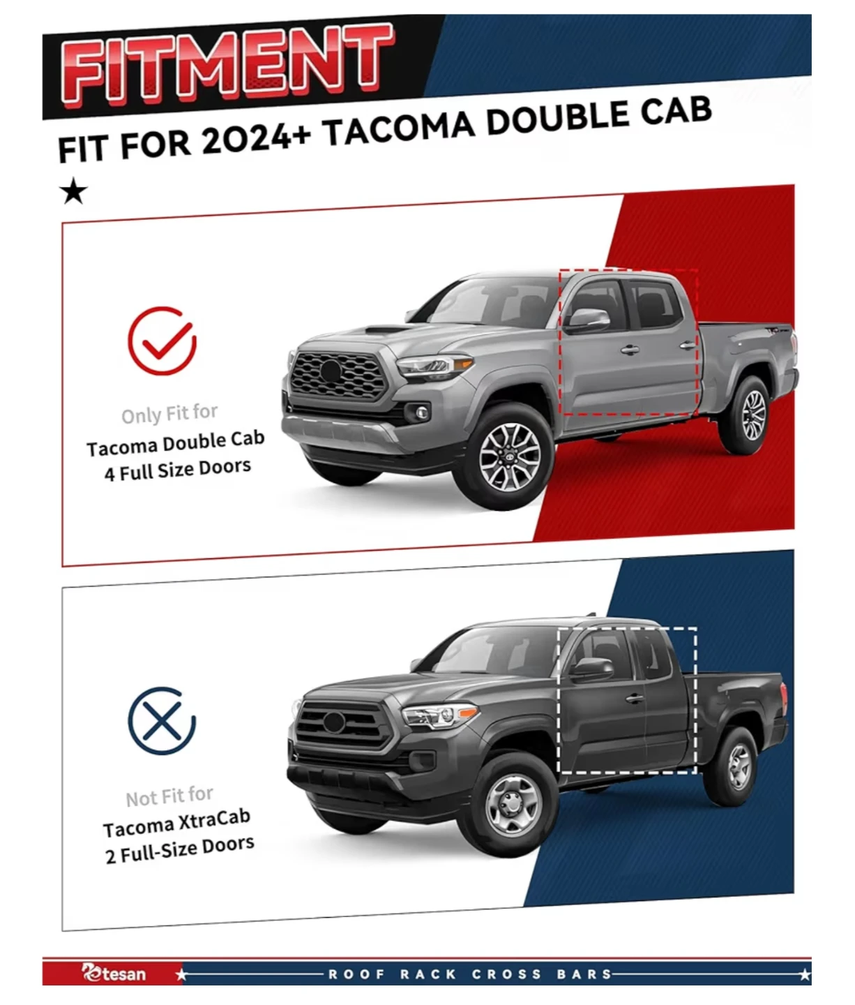 Roof Rack Cross Bars for 2024 ,25, 26 Toyota Tacoma Double cab - photo 2