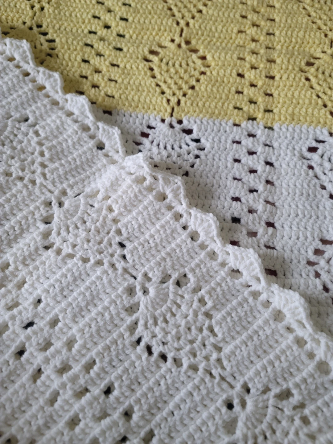 Handmade Crocheted Blanket - Yellow and White 40" × 60" - photo 3