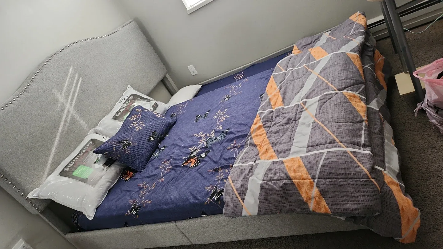 King Bed Frame with Headboard and mattress