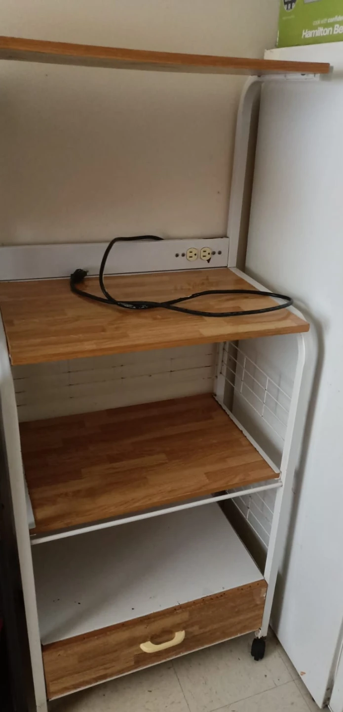 Rolling Kitchen Cart with Outlet "#Cleanout"