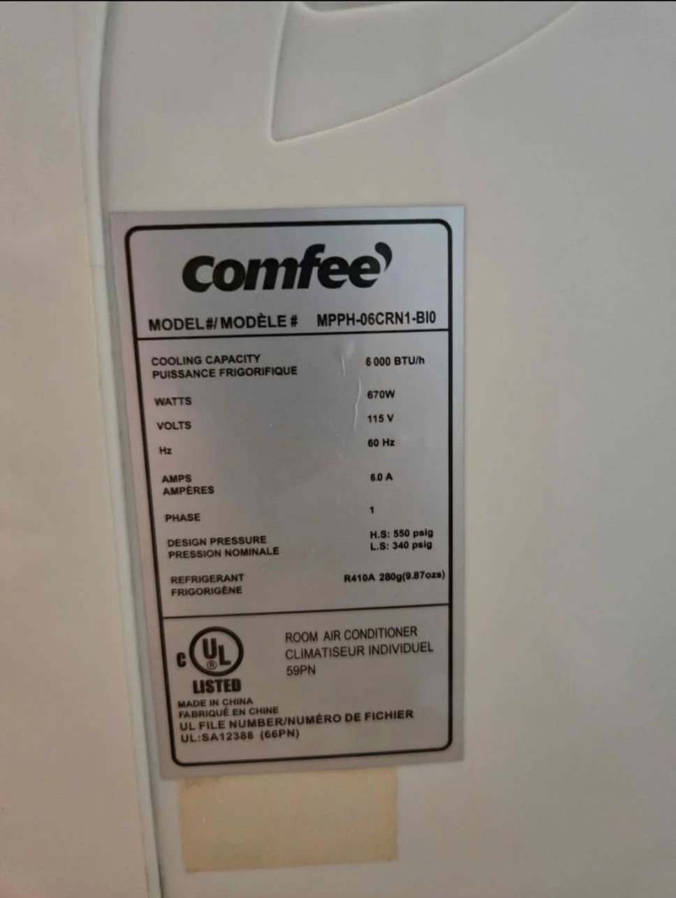 Comfee Portable Air Conditioner MPPH-06CRN1-B10 - photo 2