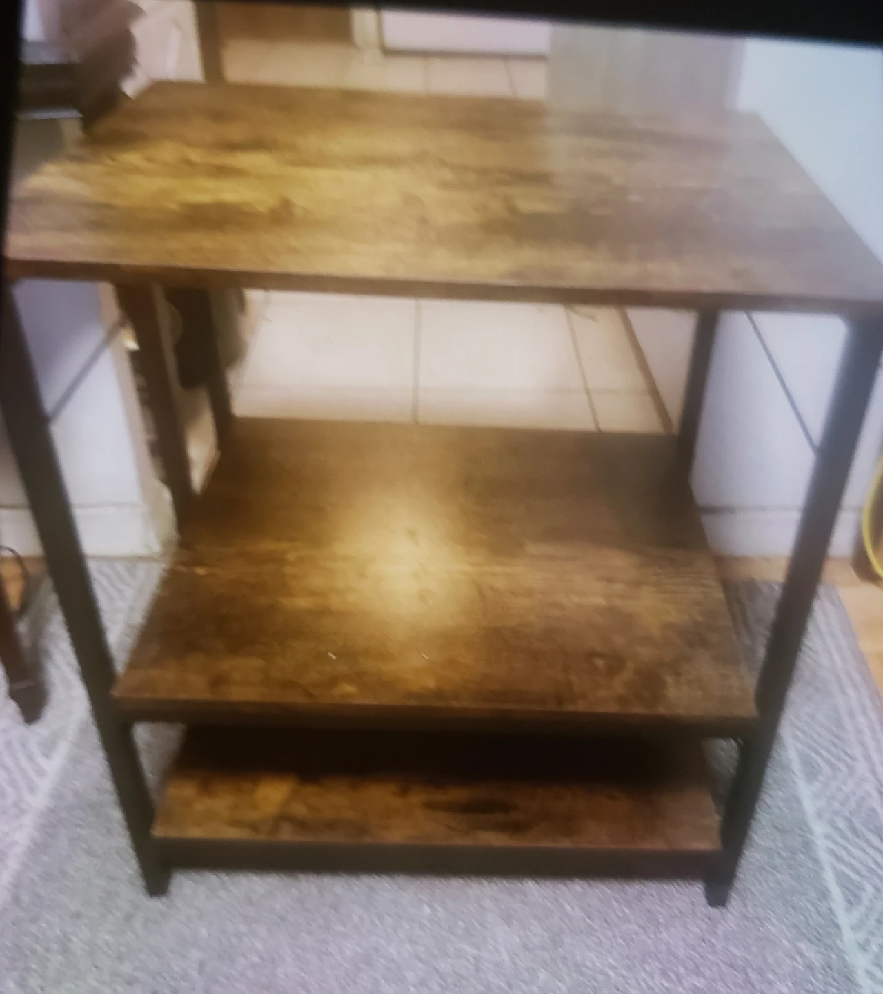 Solid Brown Wood & Metal Kitchen Rack