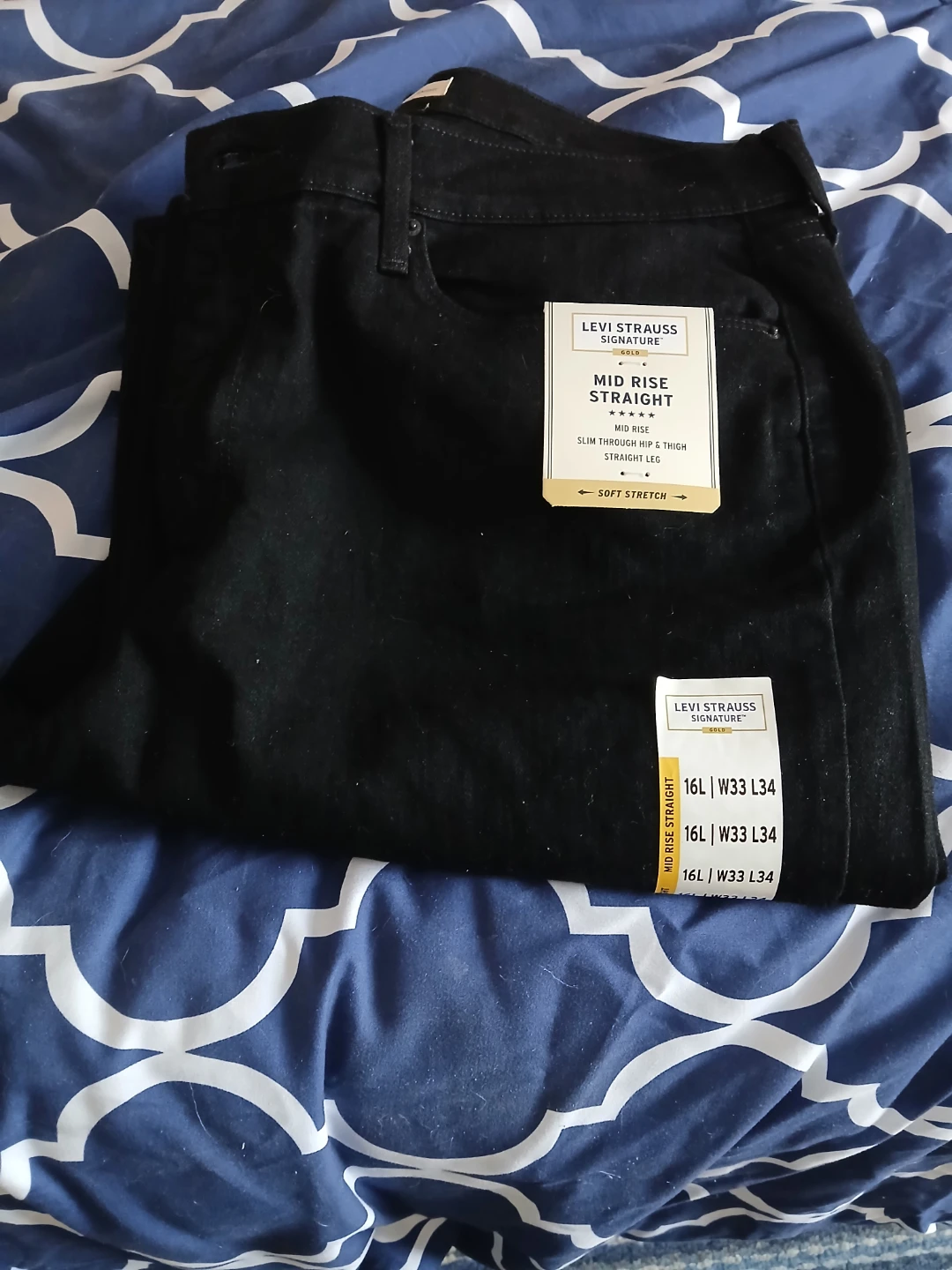 Levi Strauss Signature Mid Rise Straight Jeans 16L W33 L34