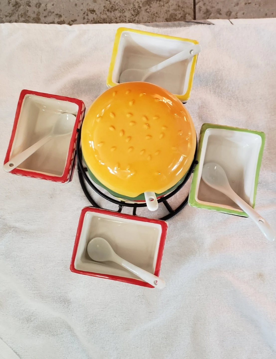 Pier 1 Imports Hamburger Condiment Spinner set.