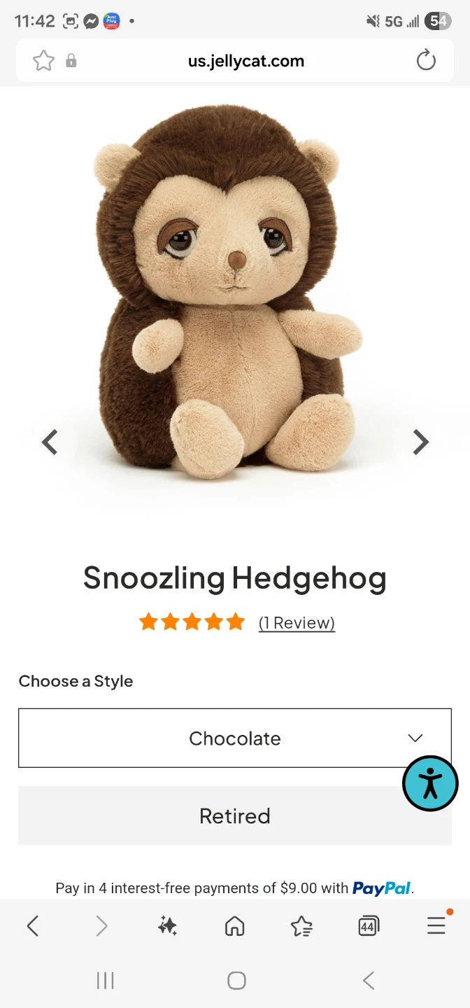 Jellycat Snoozling Hedgehog Chocolate Plush