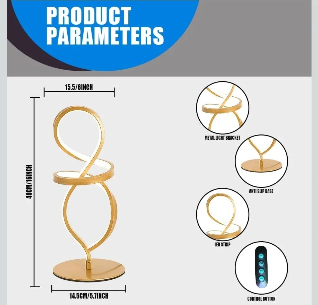 Gold Desk Lamp, Dimmable Bedside Table Lamp image indicator(4)