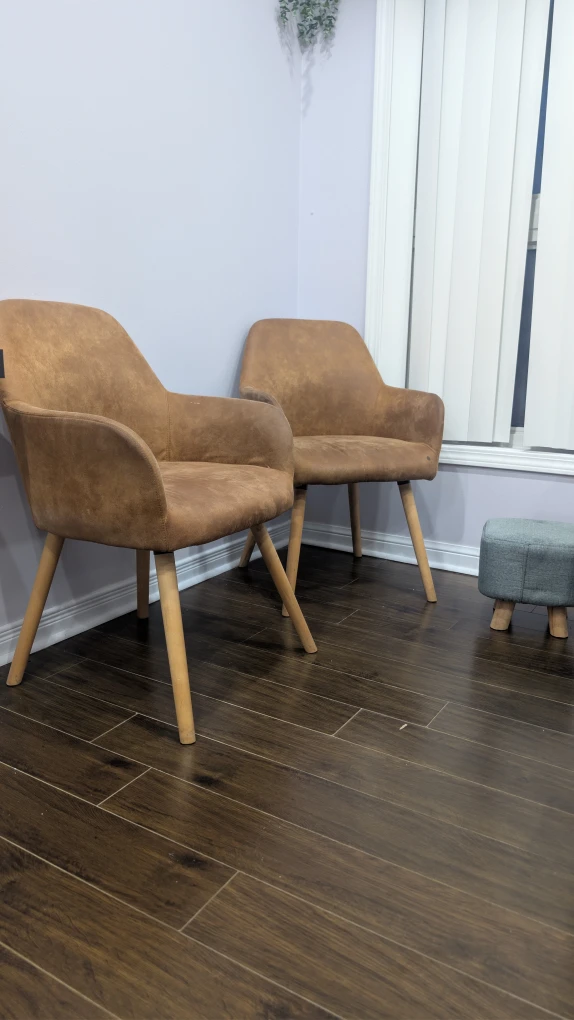 Stylish Brown Armchairs with Wooden Legs - photo 3