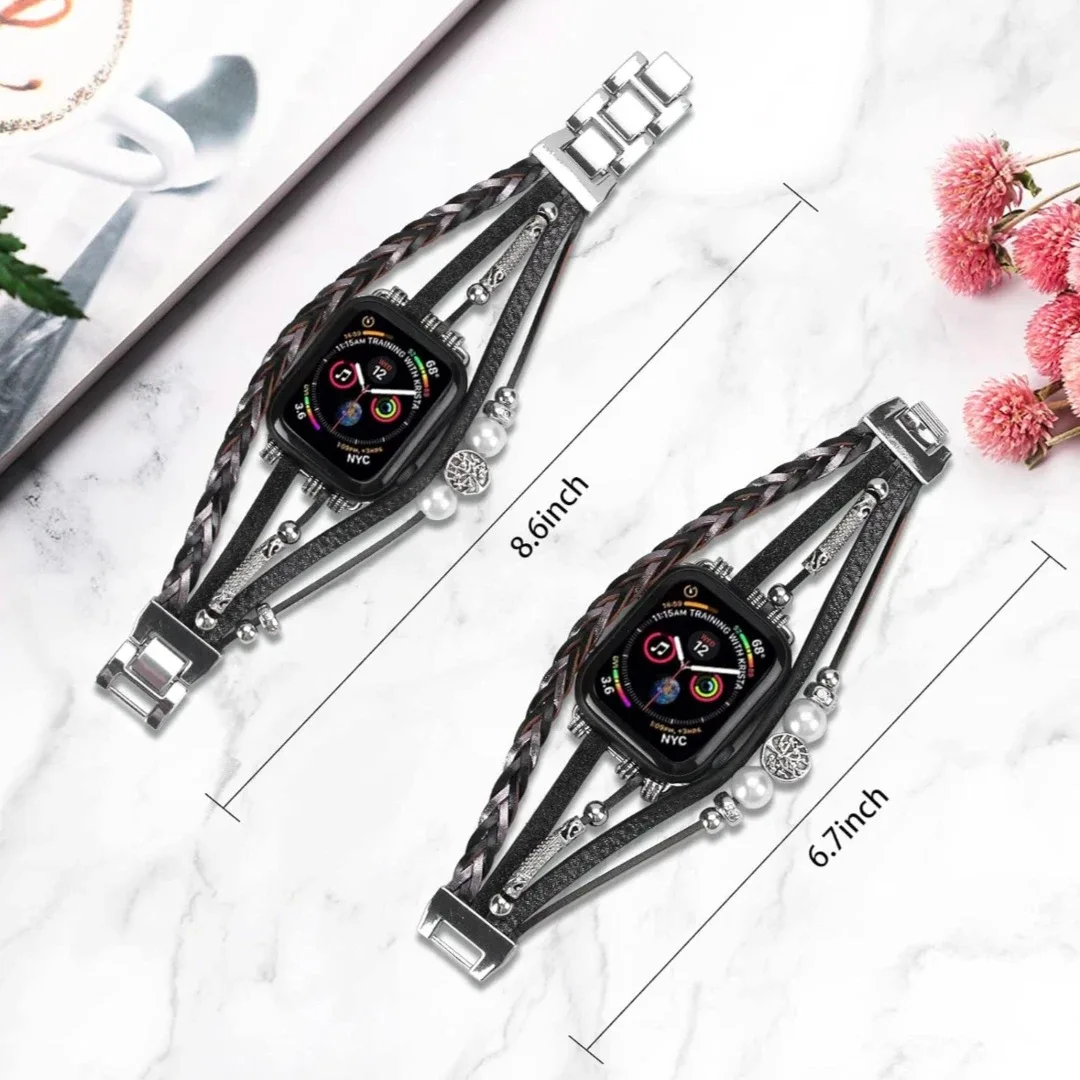 Luxury Leather Bands Compatible With Apple Watch 42mm NEW image indicator(5)