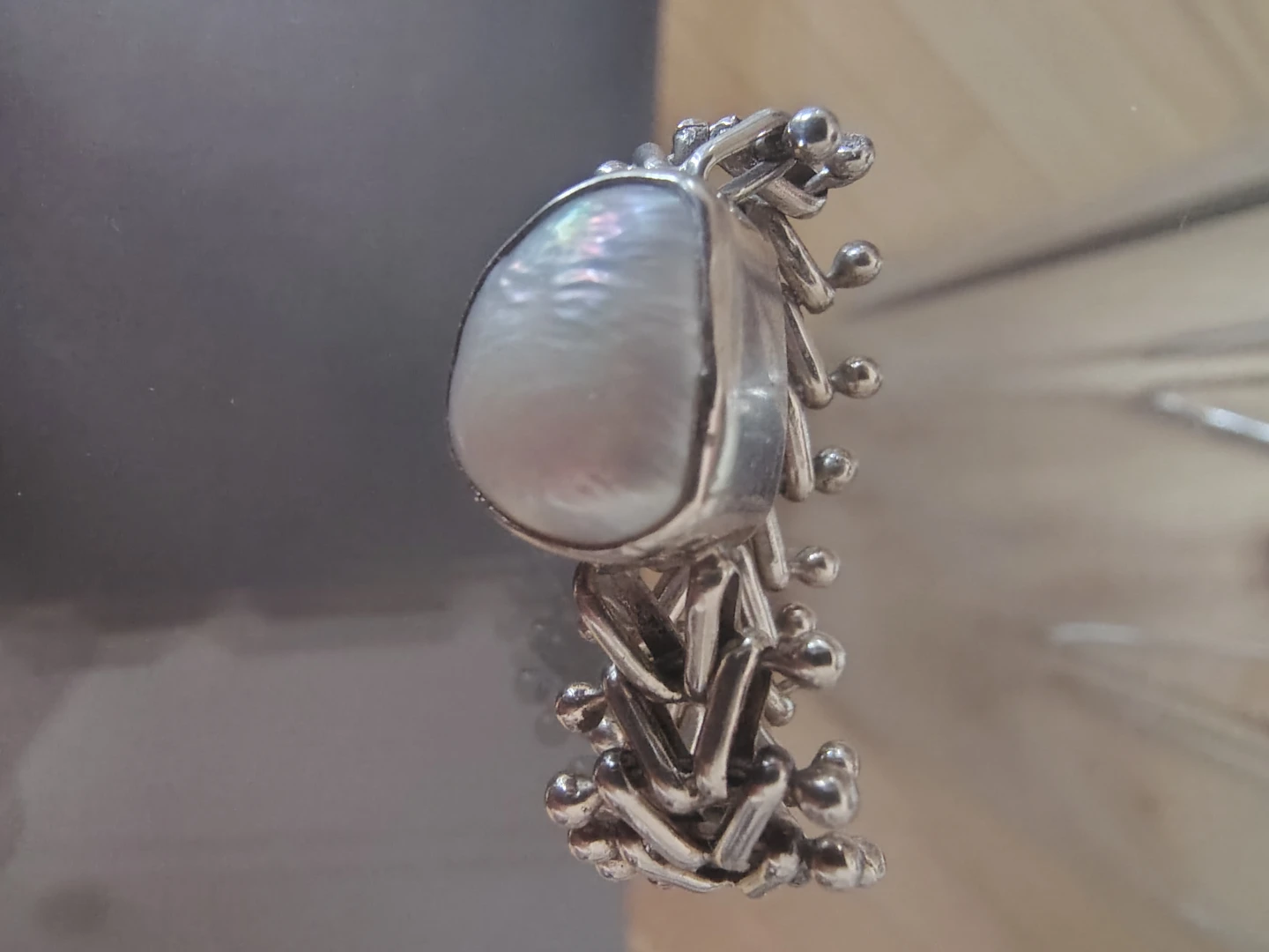 Vintage Sterling Silver Mabe Pearl Ring Size 7 I Never Worn - photo 5