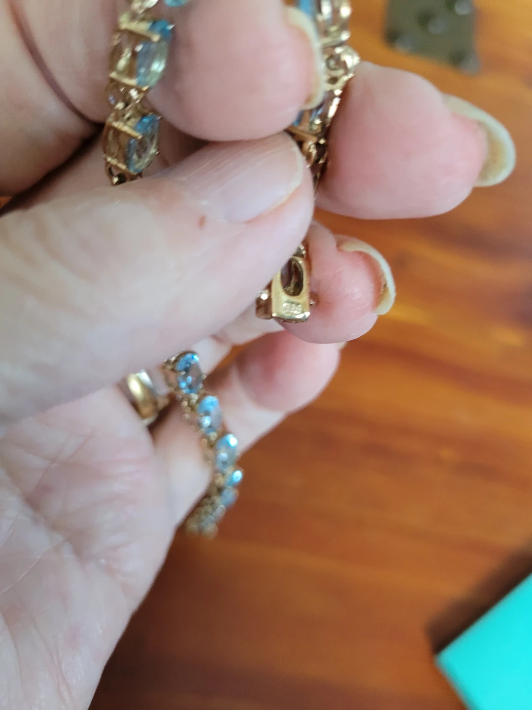 Gold Bracelet with Blue Topaz Stones - photo 2