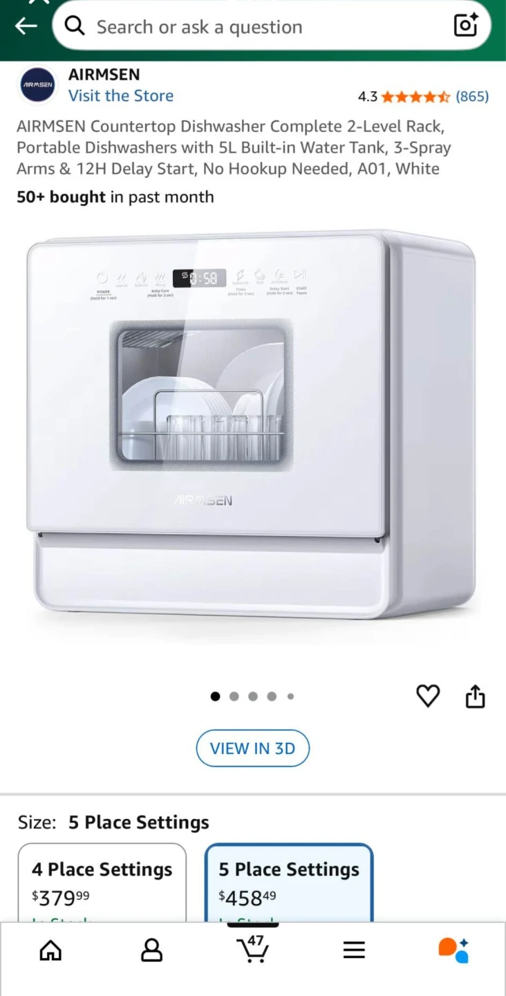 AIRMSEN Portable Countertop Dishwasher - White