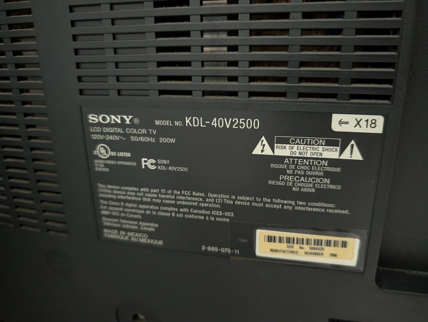 Sony Bravia KDL-40V2500 LCD TV - photo 2