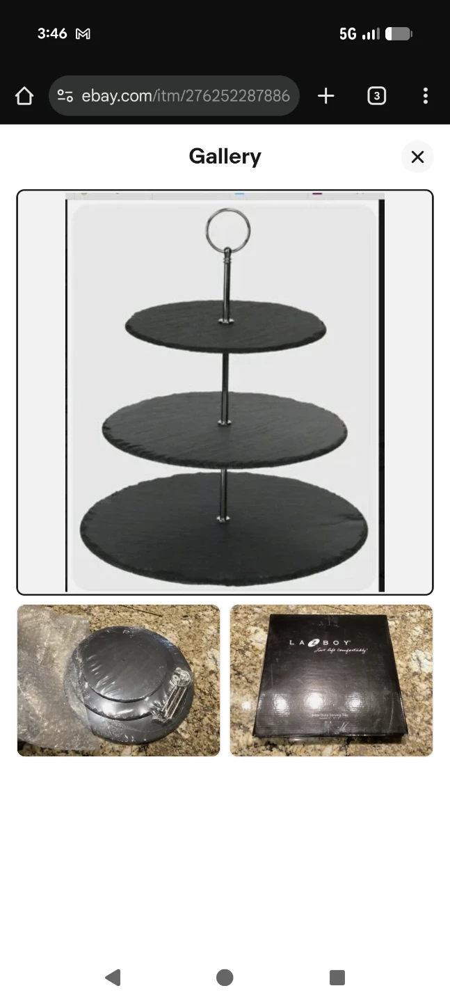 New LA-Z-BOY 3-tier Slate Serving Tray with Box