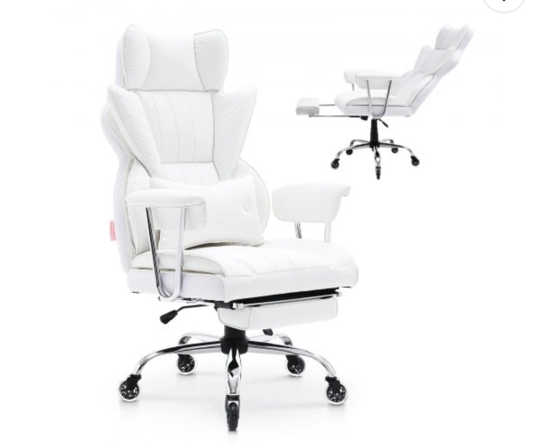 White Ergonomic Office Chair with Footrest - photo 4