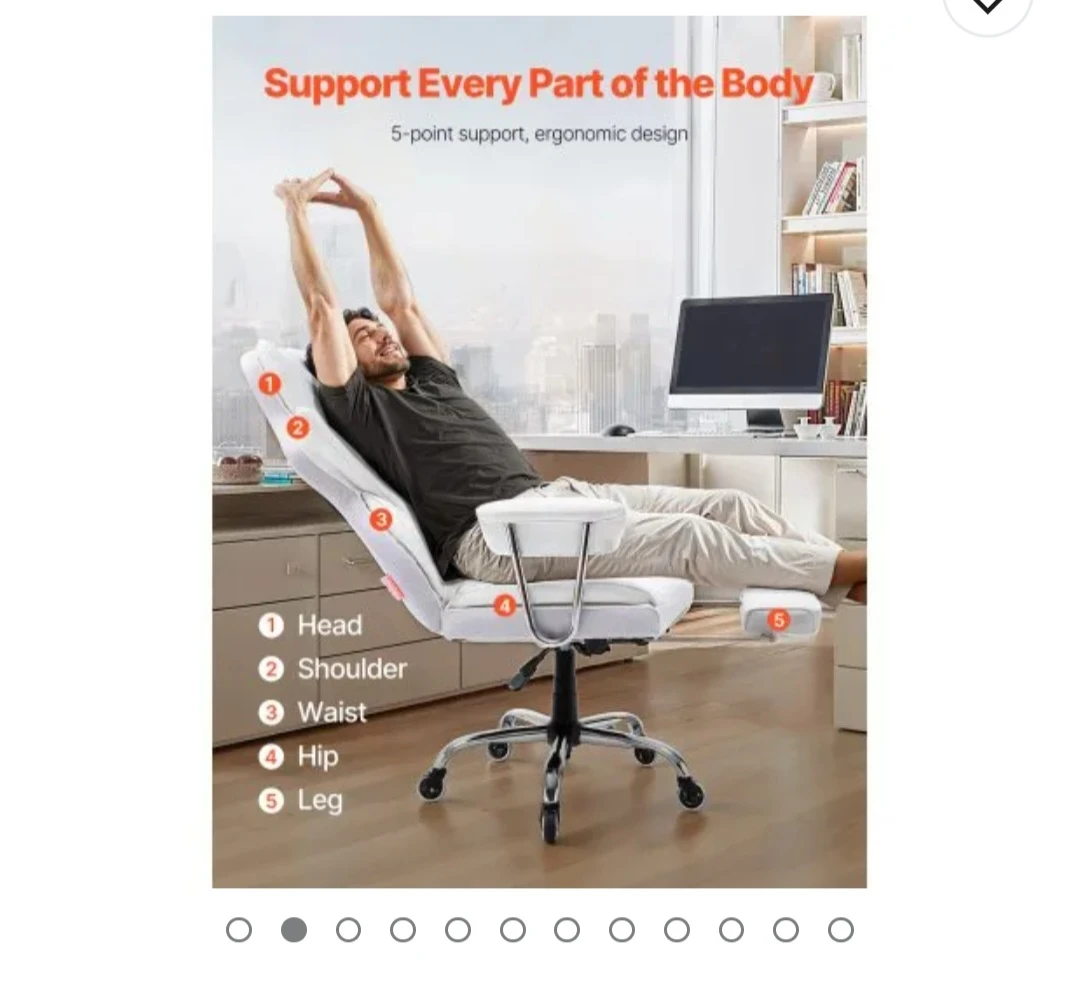 White Ergonomic Office Chair with Footrest - photo 5