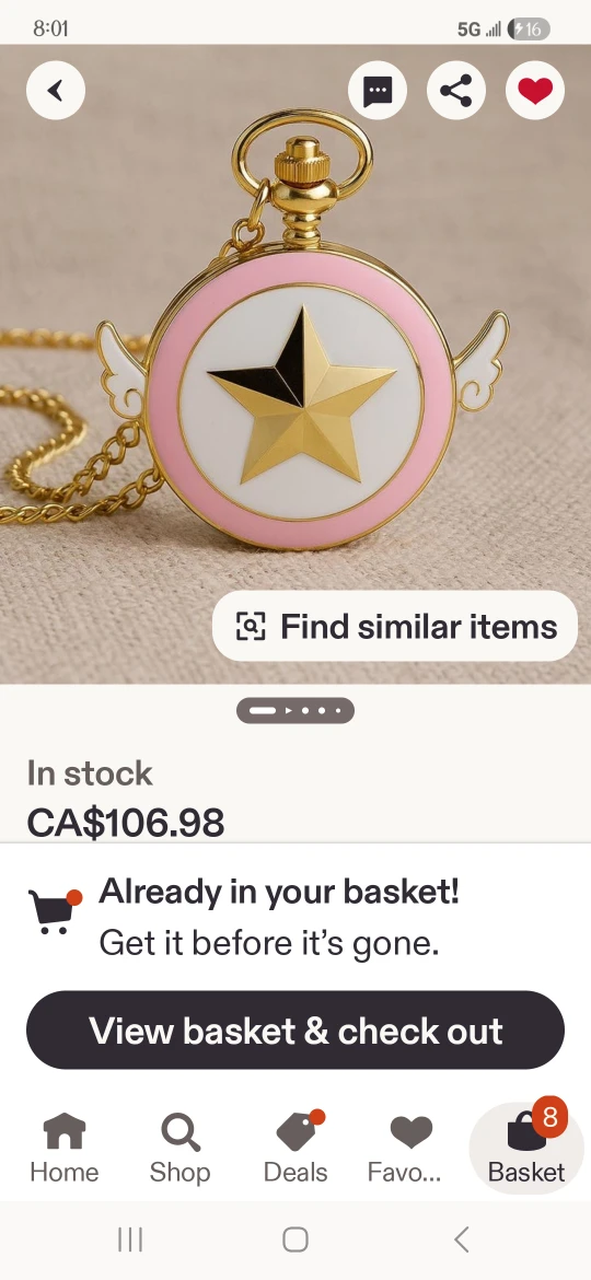 Pink & Gold Star Pocket Watch Necklace - photo 4