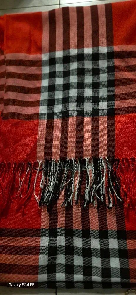 Black pea coat size large and red plaid scraf image indicator(3)