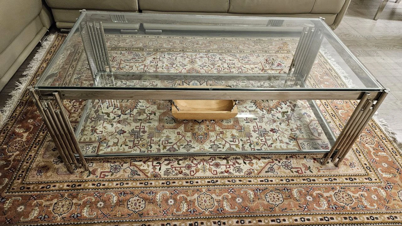 Glass Coffee Table - Silver Frame