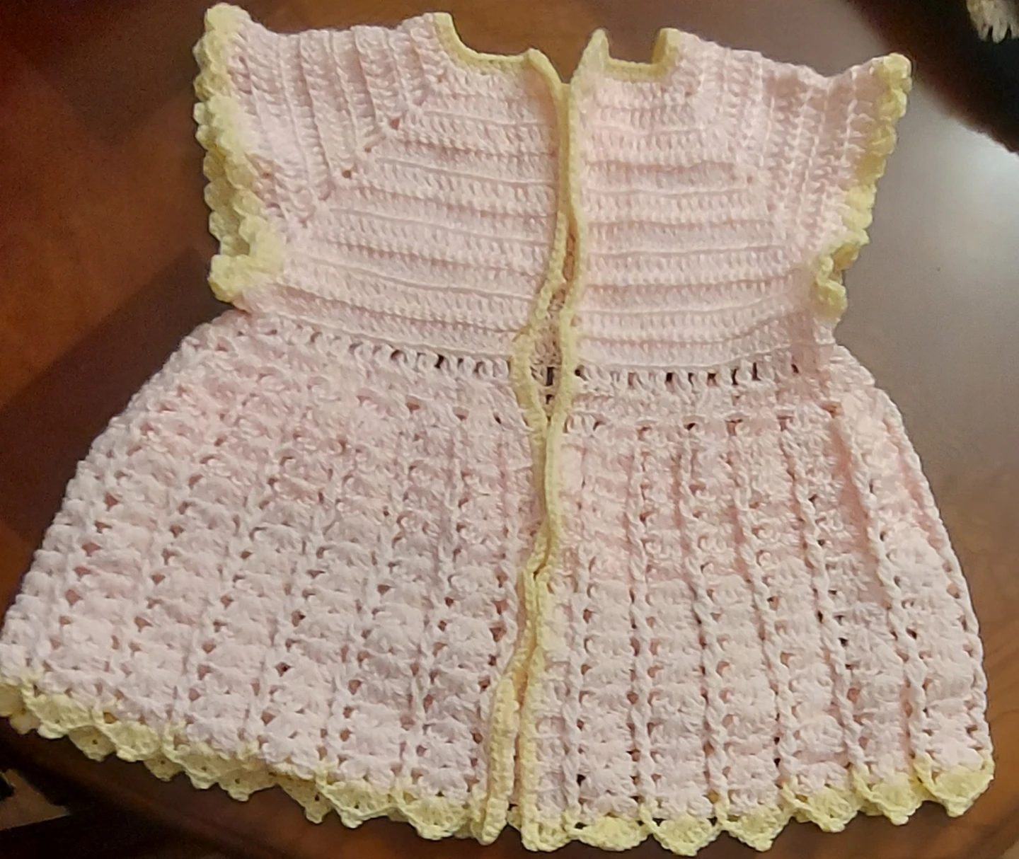 Handmade Crochet Baby Dress - Pink & Yellow