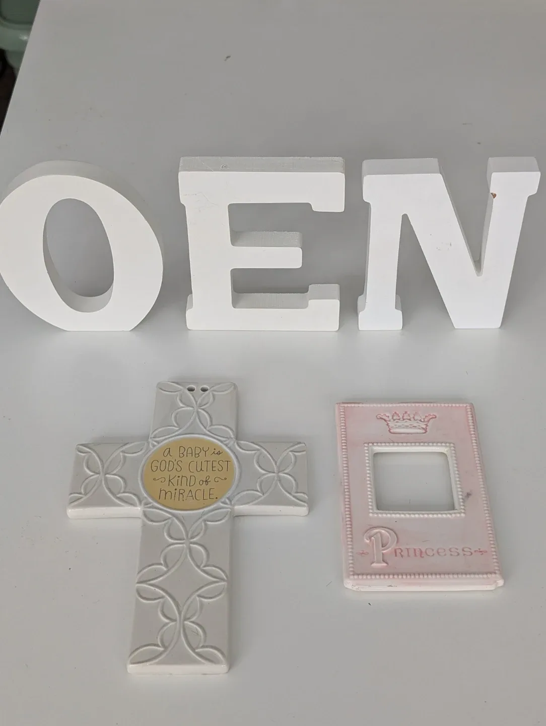 Baby Room Decor - Letters, Cross, Princess Frame